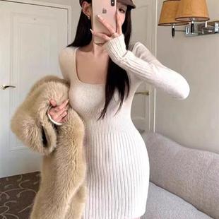 2024新款连衣裙子女早秋穿搭包臀裙大衣内搭毛衣裙秋冬季辣妹短裙