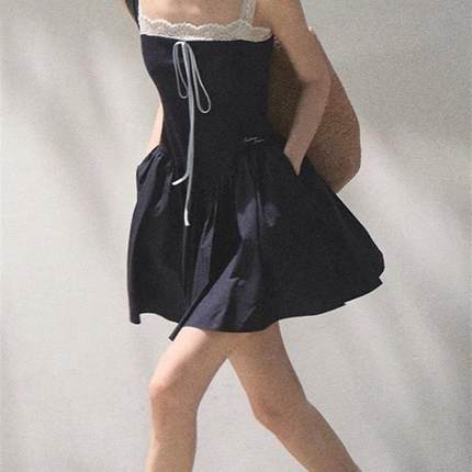 Oakmoo Basic*流动的本真 天丝麻假两件显瘦修身吊带连衣裙