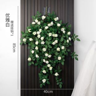 饰客厅吊顶塑料植物 玫瑰假花藤条蔓壁挂缠绕空调水管道遮挡装