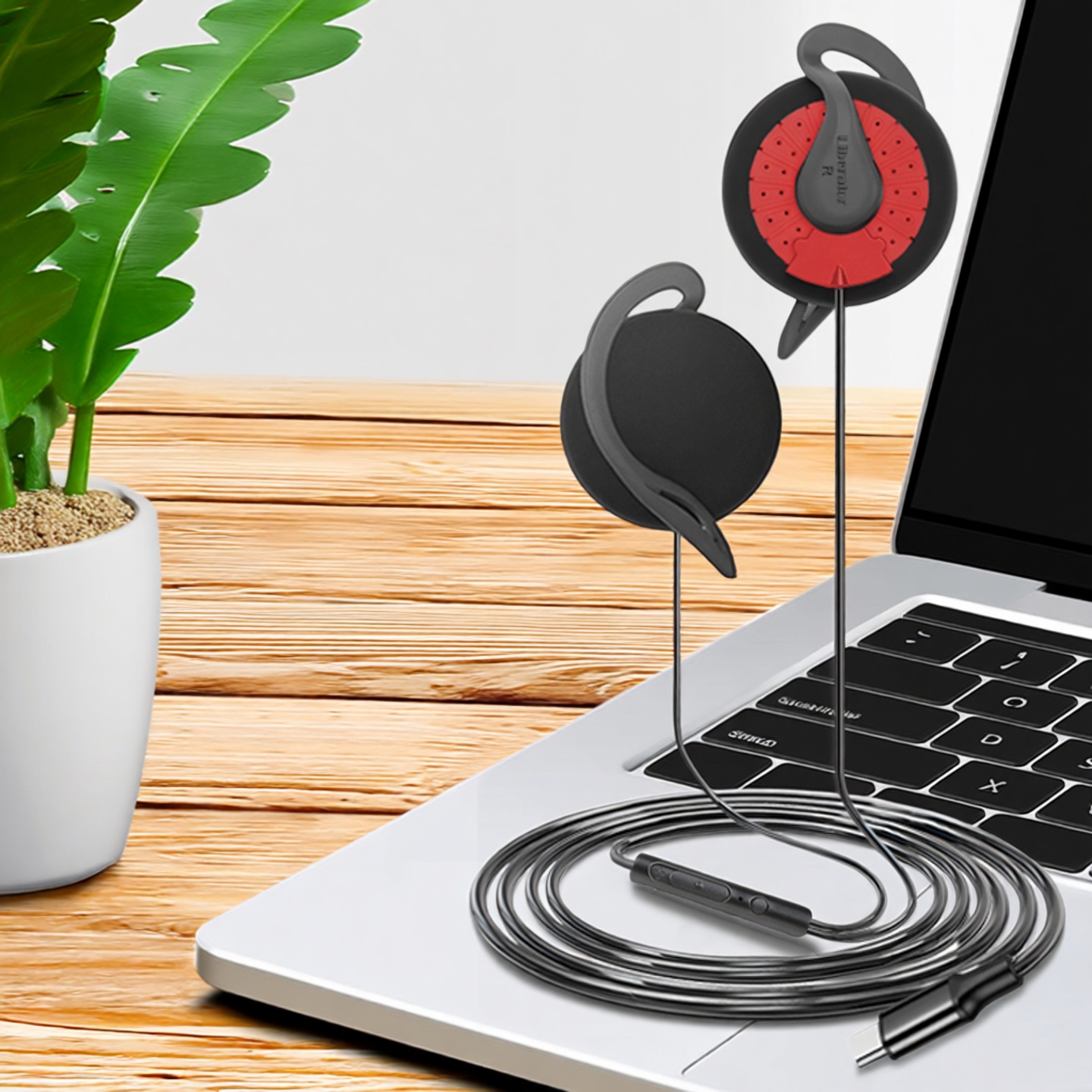 耳机有线typec圆孔挂耳式带麦重低音游戏手机直播全民k歌耳麦电脑