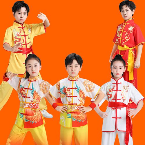 打鼓服舞龙舞狮表演服男女生武术练功服儿童中国风运动会演出服装