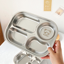 极速儿童分格餐盘家用高级感不锈钢吸盘碗宝宝副食品托盘防摔便当