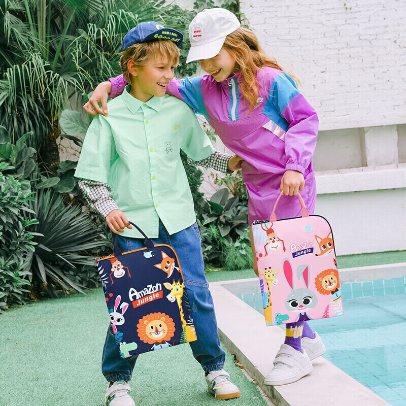 VnineCity香港第九城堡小学生补习袋男孩轻薄手提袋书包儿童美术