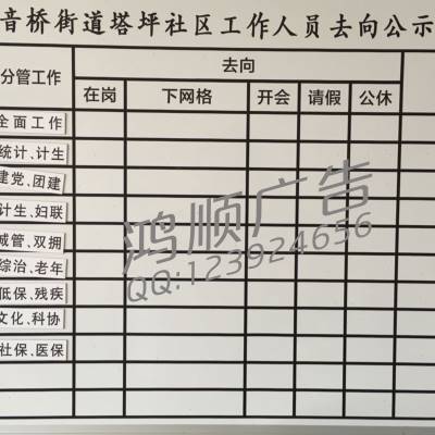 白板内容定制人员去向牌表动态一览表工作计划表外出记事牌信息.o