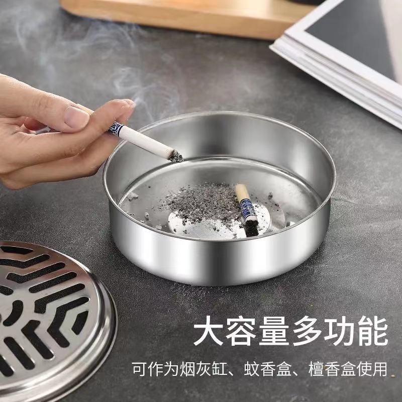 款带盖子55香W接灰诗盒盆蚊香盘灭锯兰齿Q0接灰盒Y不锈钢3蚊香盘