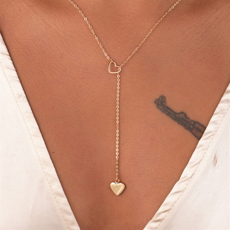 Accessories Simple Copper Peach Heart Love Pendant Adjustabl