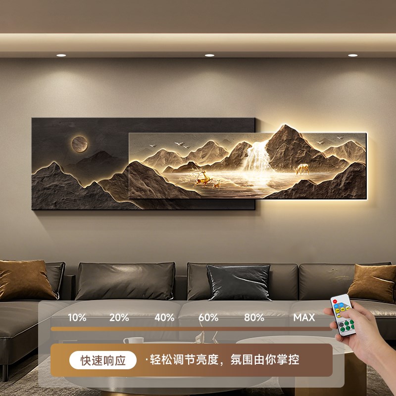 极速背有靠山客厅装饰画立体砂岩画轻奢高级感沙发背景墙挂画大气