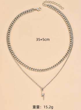 Jewelry Multilayer Vintage Punk Metal Thick Chain Necklace S