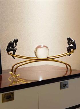 极速欧式思考者水晶球摆件样板房间摆设书房书桌玄关客厅家居软装