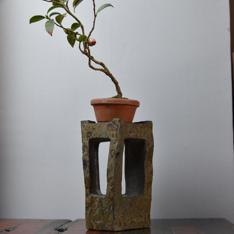 盆景台随形几架石头镂空底座悬崖摆件桌面花架花卉根雕底座可挖槽