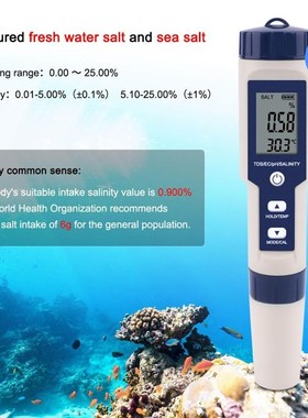 yieryi 5 in 1 TDS/EC/PH/Salinity/Temperature Meter Digital
