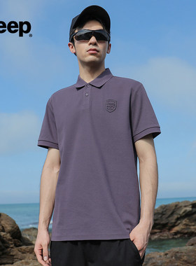 jeep吉普短袖t恤男2025新款夏季休闲poo衫男式商务翻领上衣服K