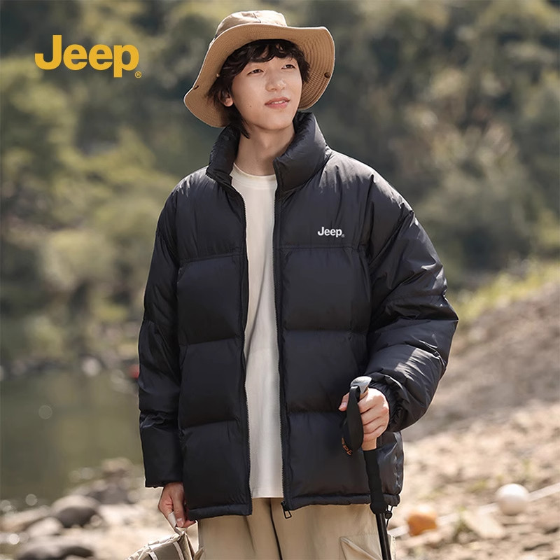 jeep吉普官方羽绒服男女短款2024年冬季加厚立领情侣宽松面包服 S