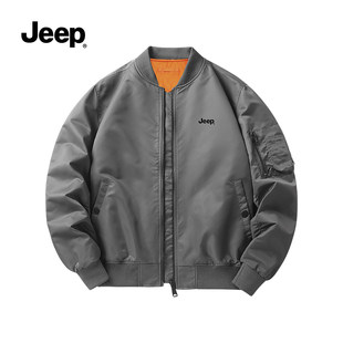 JEEP/吉普Jeep吉普美式飞行员夹克男冬加厚棒球领外套宽松棉衣S