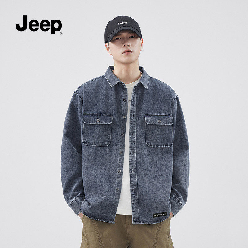 Jeep吉普官方旗舰店官网牛仔衬衫夹克男士秋冬季美式休闲外套男X,男装,牛仔外套,淘宝优惠券,粉丝福利购,淘宝优惠卷