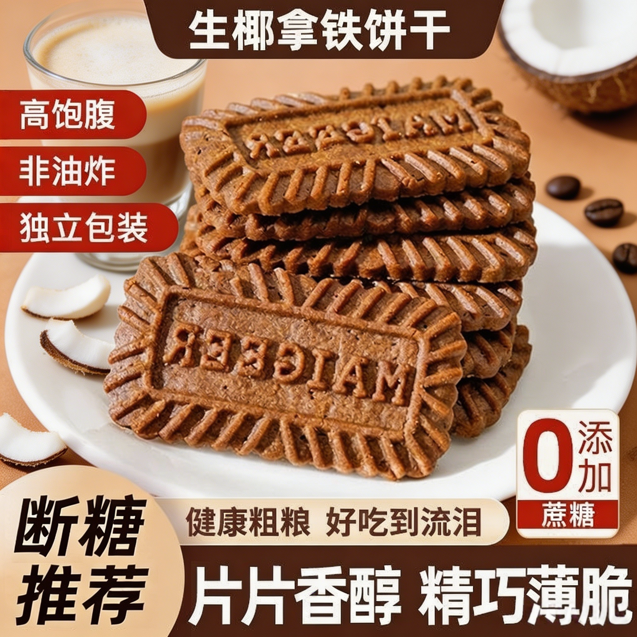 生椰拿铁饼干香醇酥脆独立小包装肉桂拿铁休闲解馋正品官方旗舰店