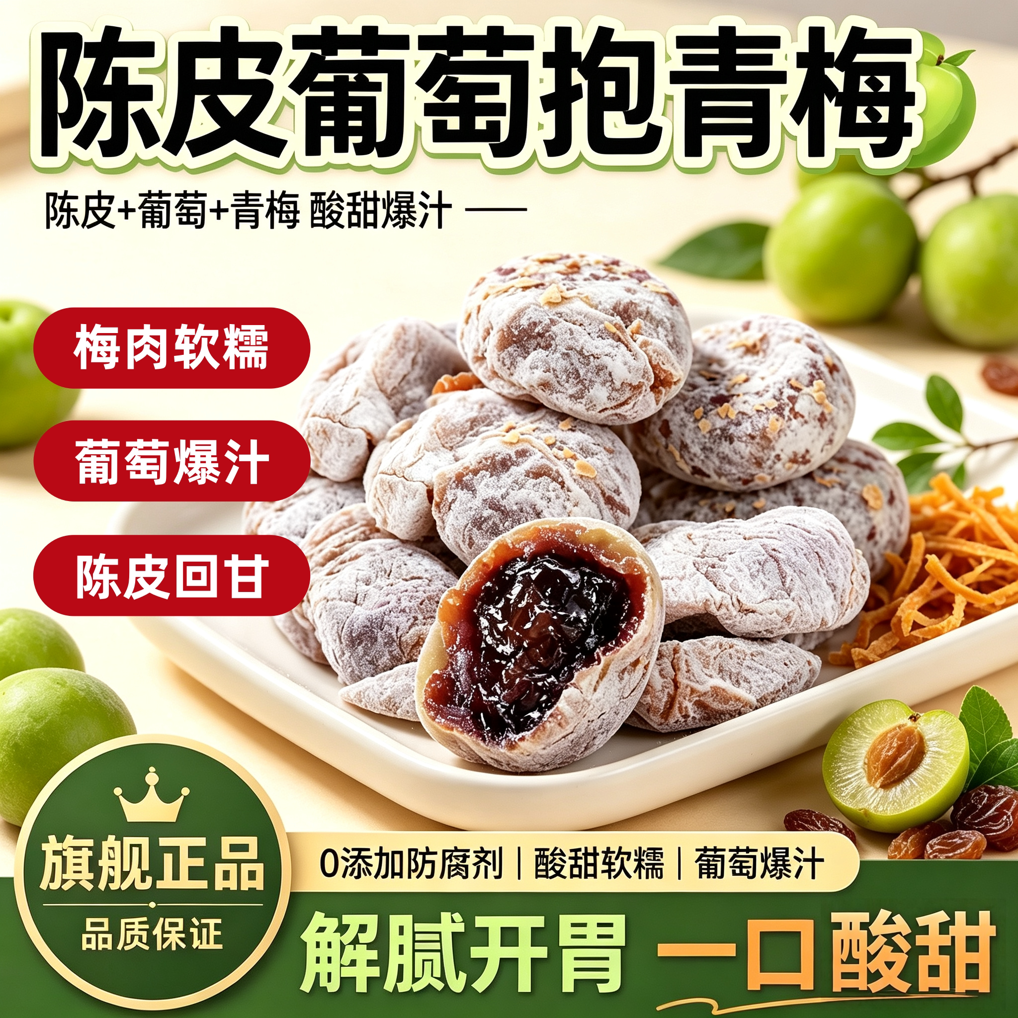 陈皮葡萄梅子爆浆青梅抱话梅肉软籽夹葡萄干孕妇零食健康低脂解馋