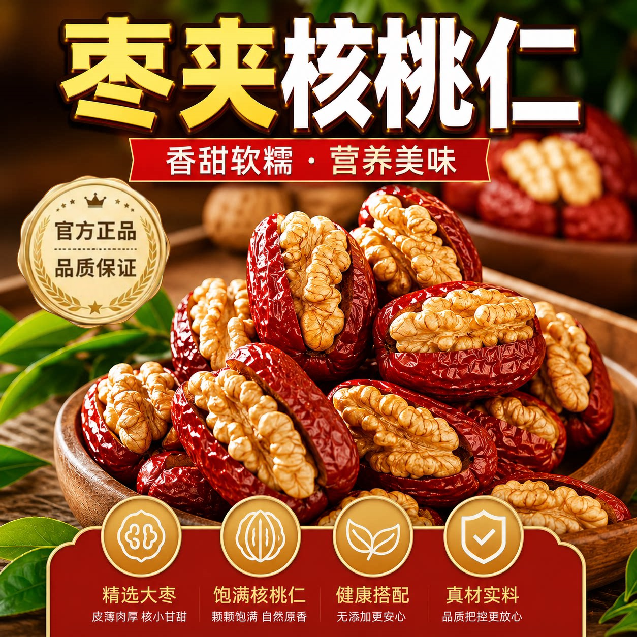 枣夹核桃仁独立小包装新疆特产灰枣红枣官方旗舰店去核无核孕妇