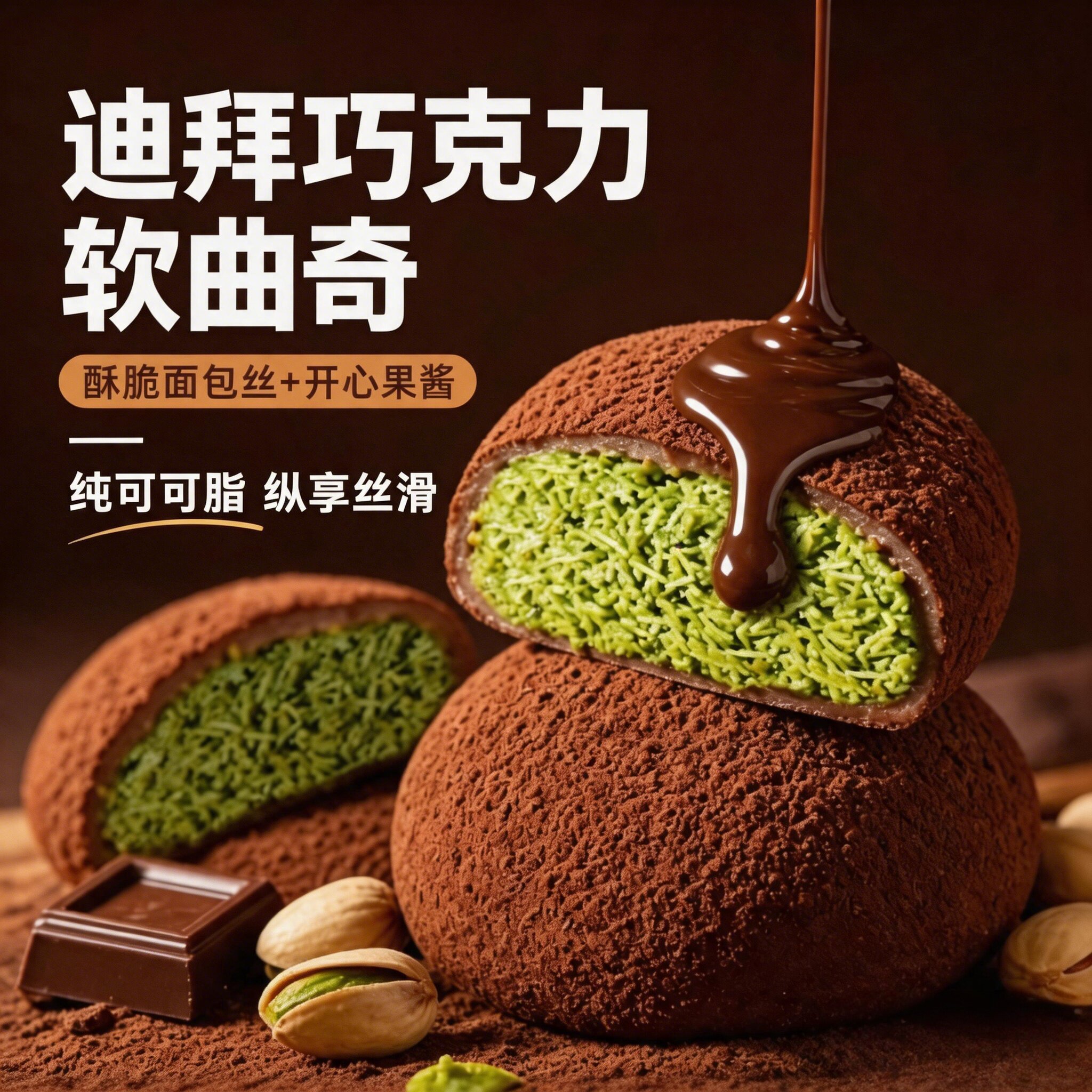 迪拜巧克力软曲奇爆款网红零食巧克力软曲奇夹心福团代可可脂甜点