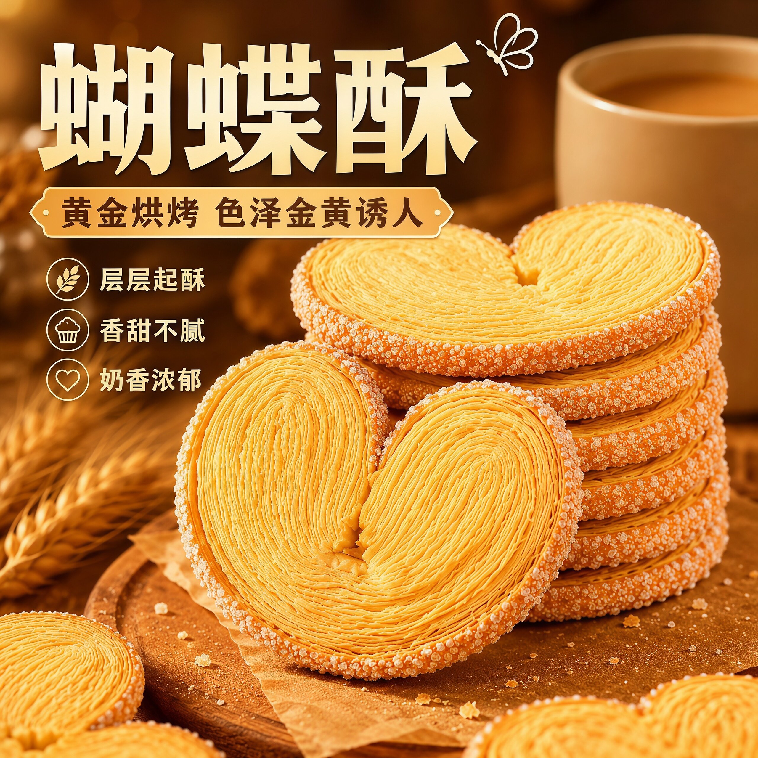 蝴蝶酥上海风味特产网红糕点心美食健康解馋零食小吃休闲食品批发