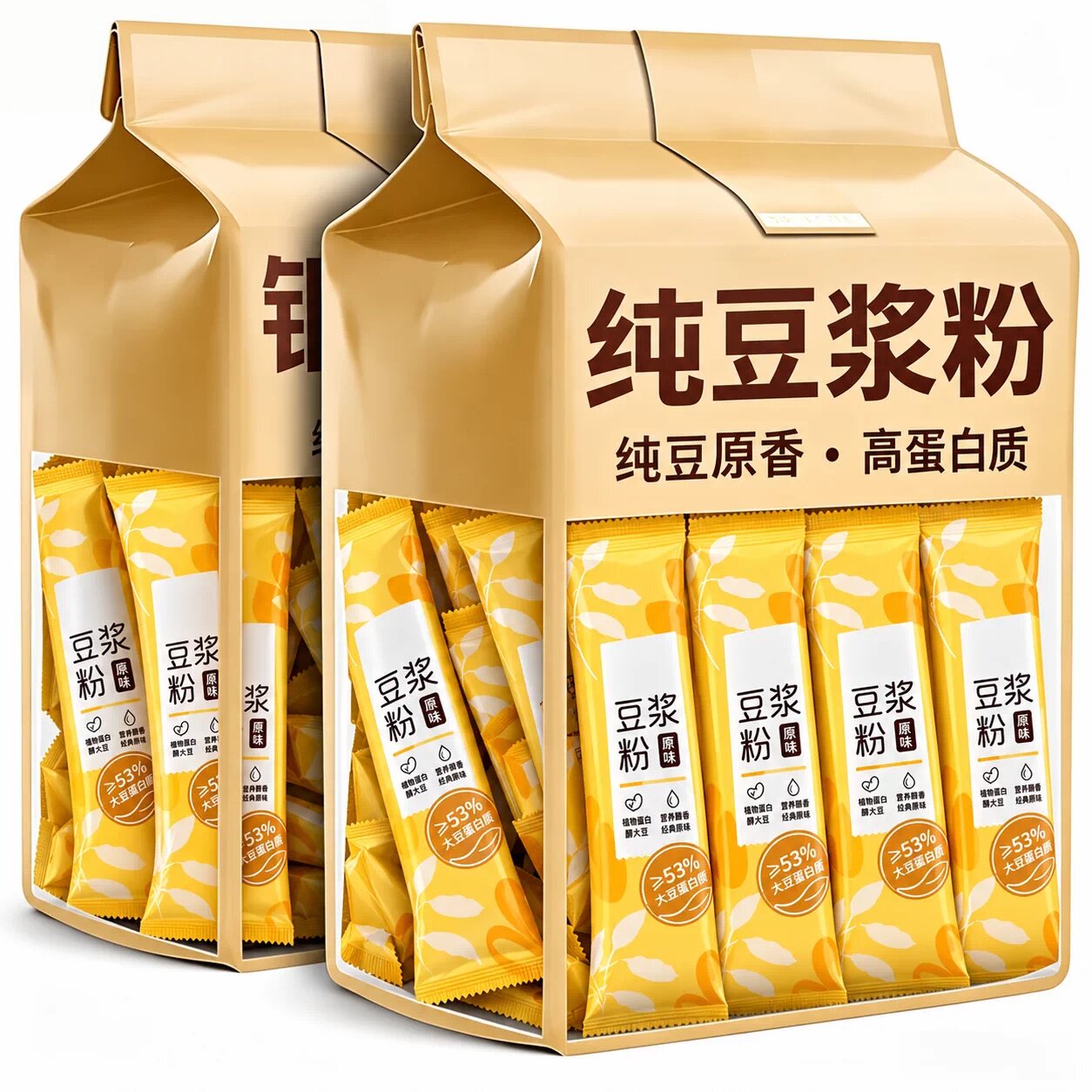 无糖纯黄豆豆浆粉高蛋白非转基因早餐速溶控糖代餐独立包装冲泡
