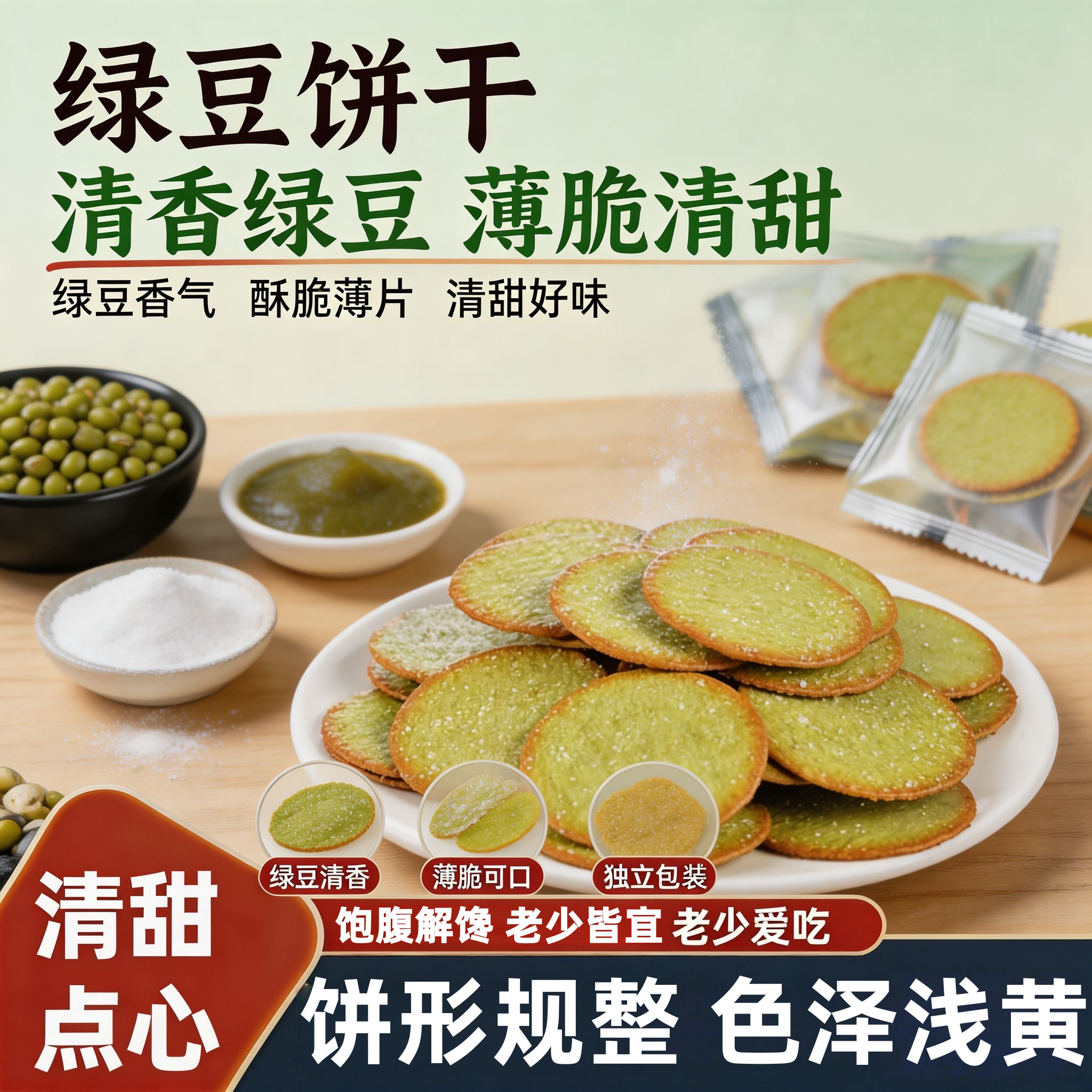 香乐潮汕特产绿豆薄脆饼干图片