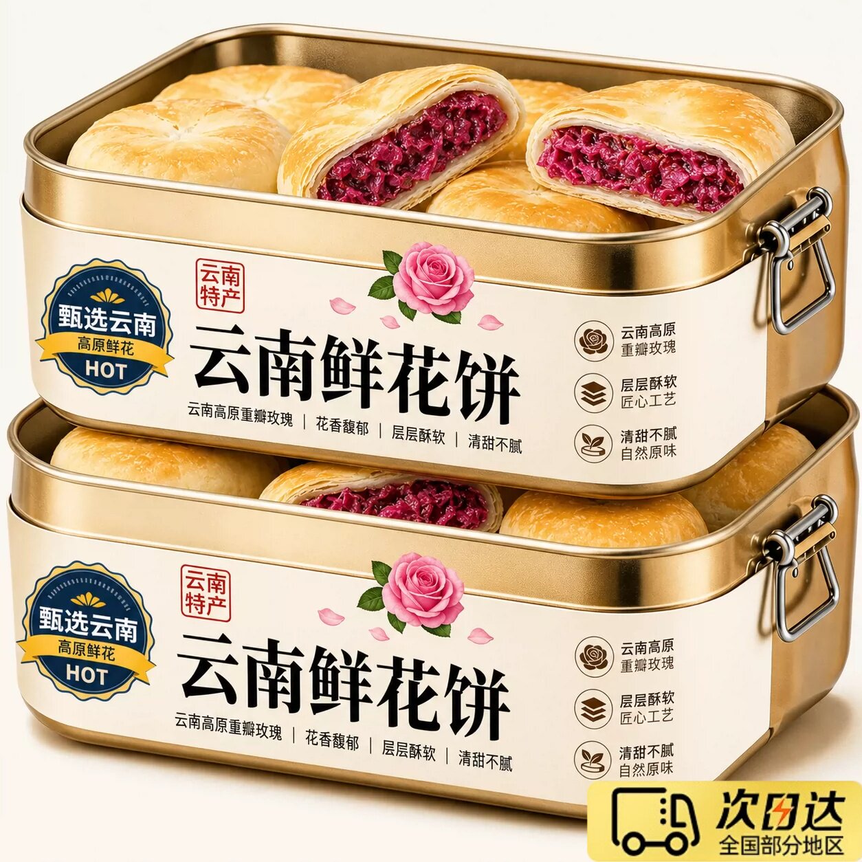 鲜花饼女生爱吃的零食好吃的云南特产休闲糕点月饼中秋礼盒旗舰店