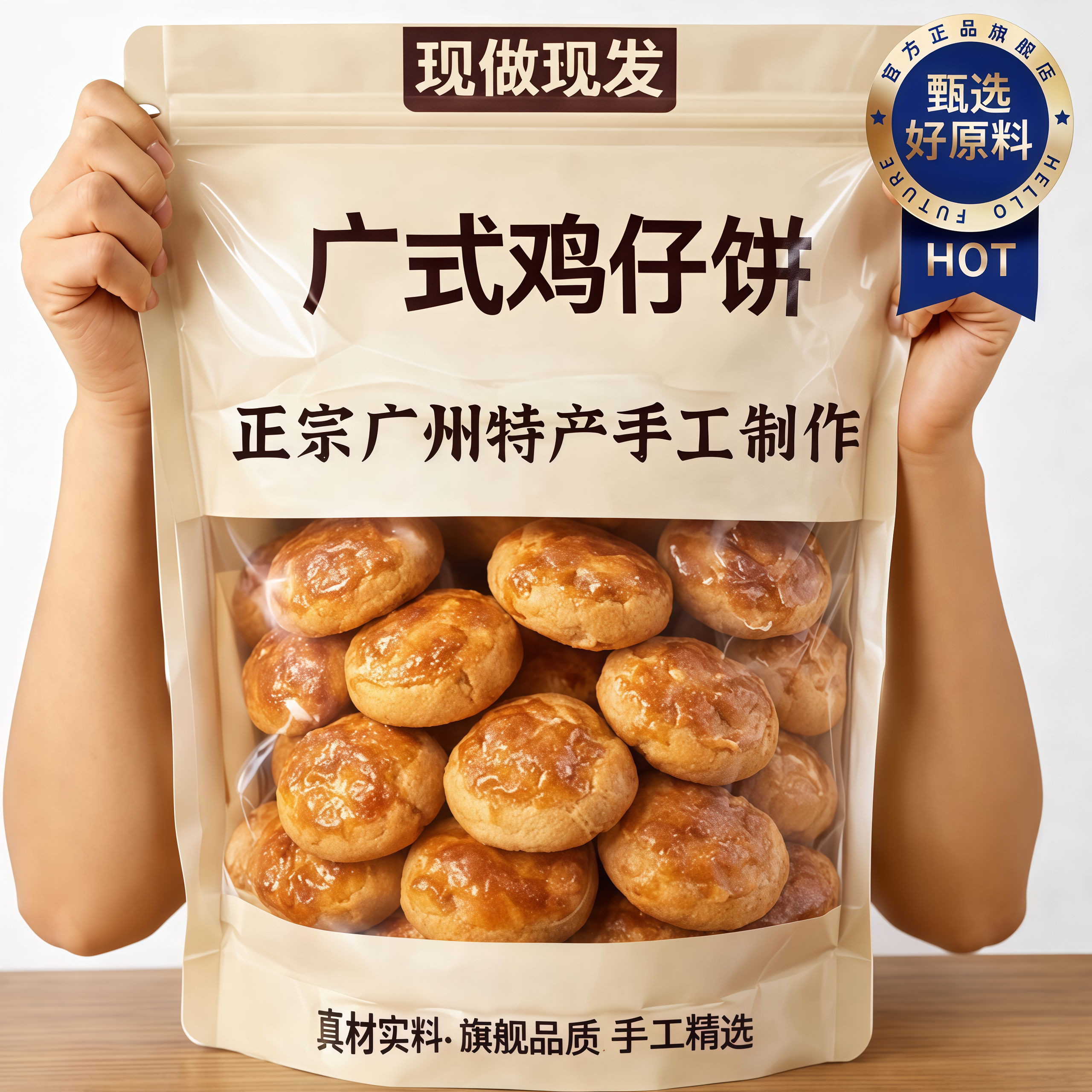 天猫甄选广州老字号鸡仔饼正宗广东特产官方旗舰店独立小包装澳门