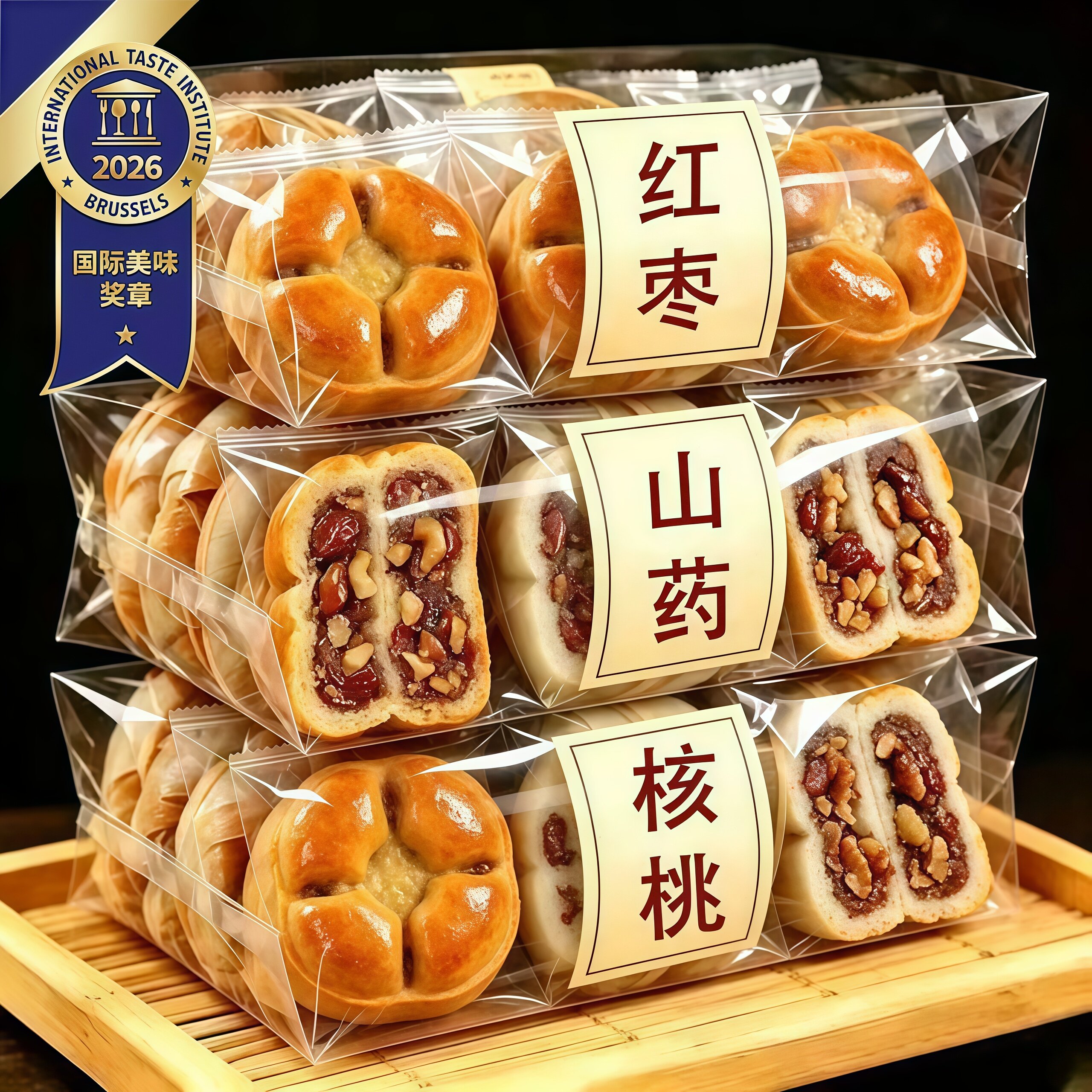 红枣山药核桃饼干核桃包粗粮饱腹糕点零食营养特产代餐小零食美食