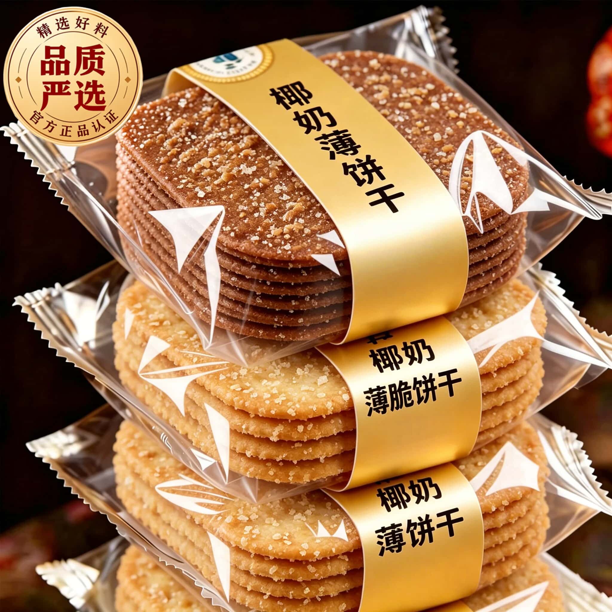椰奶薄脆饼干零食散装巧克力小饼干小吃休闲食品早餐糖粒薄饼整箱