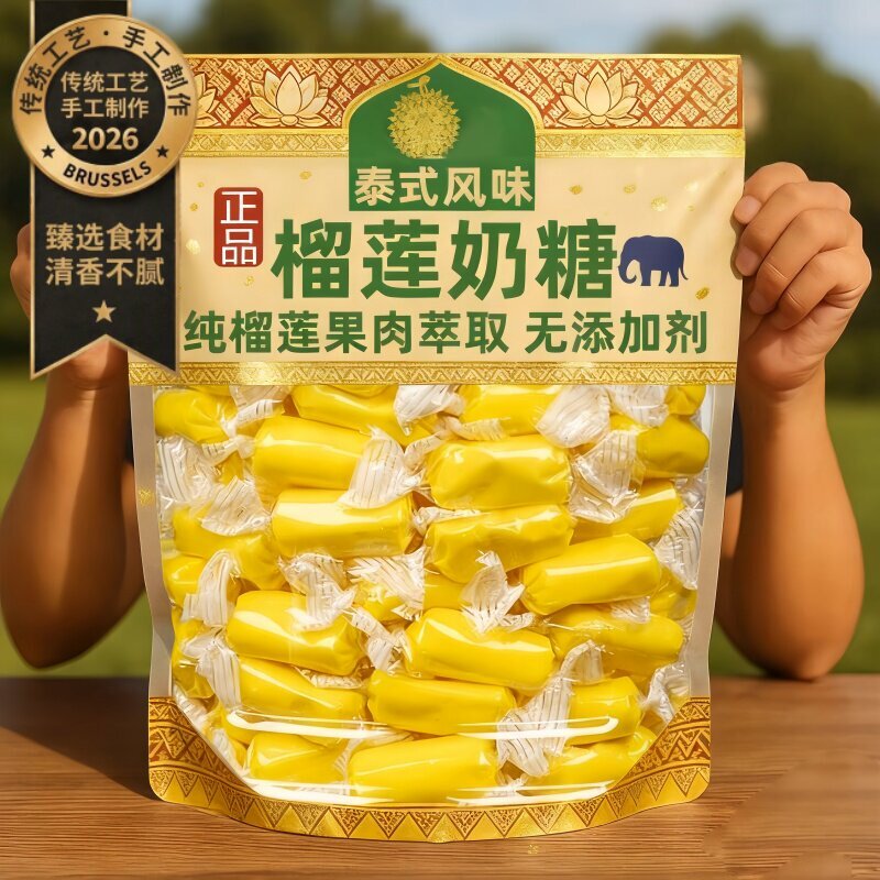 正宗泰国风味榴莲糖软糖特浓水果味奶糖喜糖果零食年货官方旗舰店