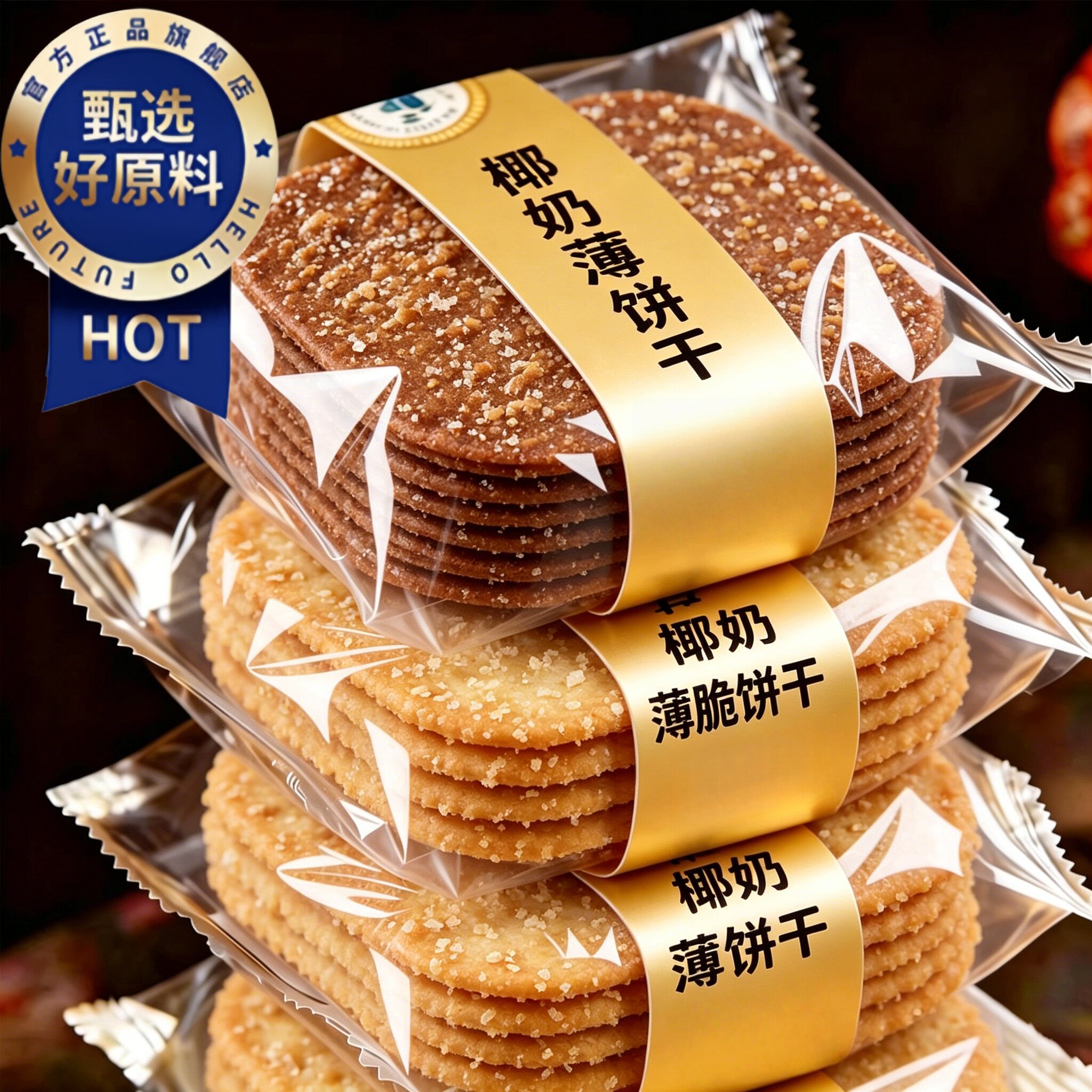 正宗椰奶薄脆饼干独立包装官方旗舰店早餐巧克力薄饼干休闲零食