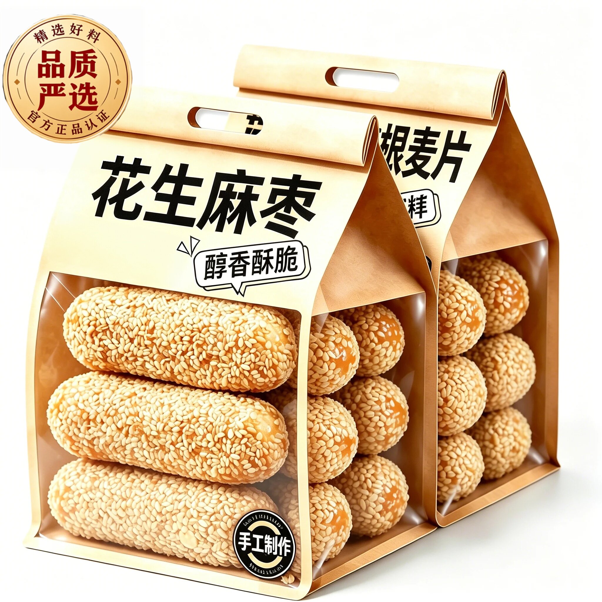 湖南特产麻枣雪枣传统老式手工小吃芝麻糕点零食麻薯膨化休闲食品