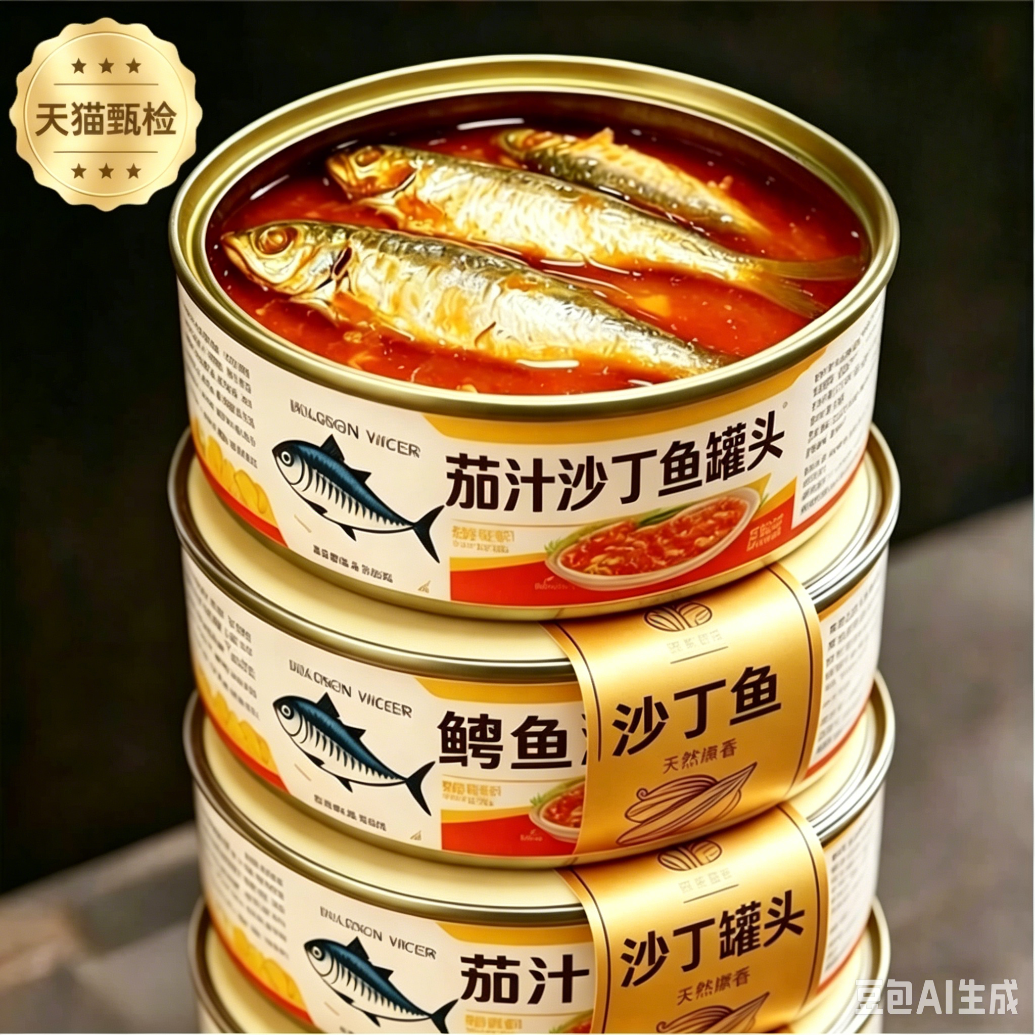 茄汁沙丁鱼罐头即食沙丁鱼海鲜青鱼肉鲅鱼番茄大连特产官方旗舰店