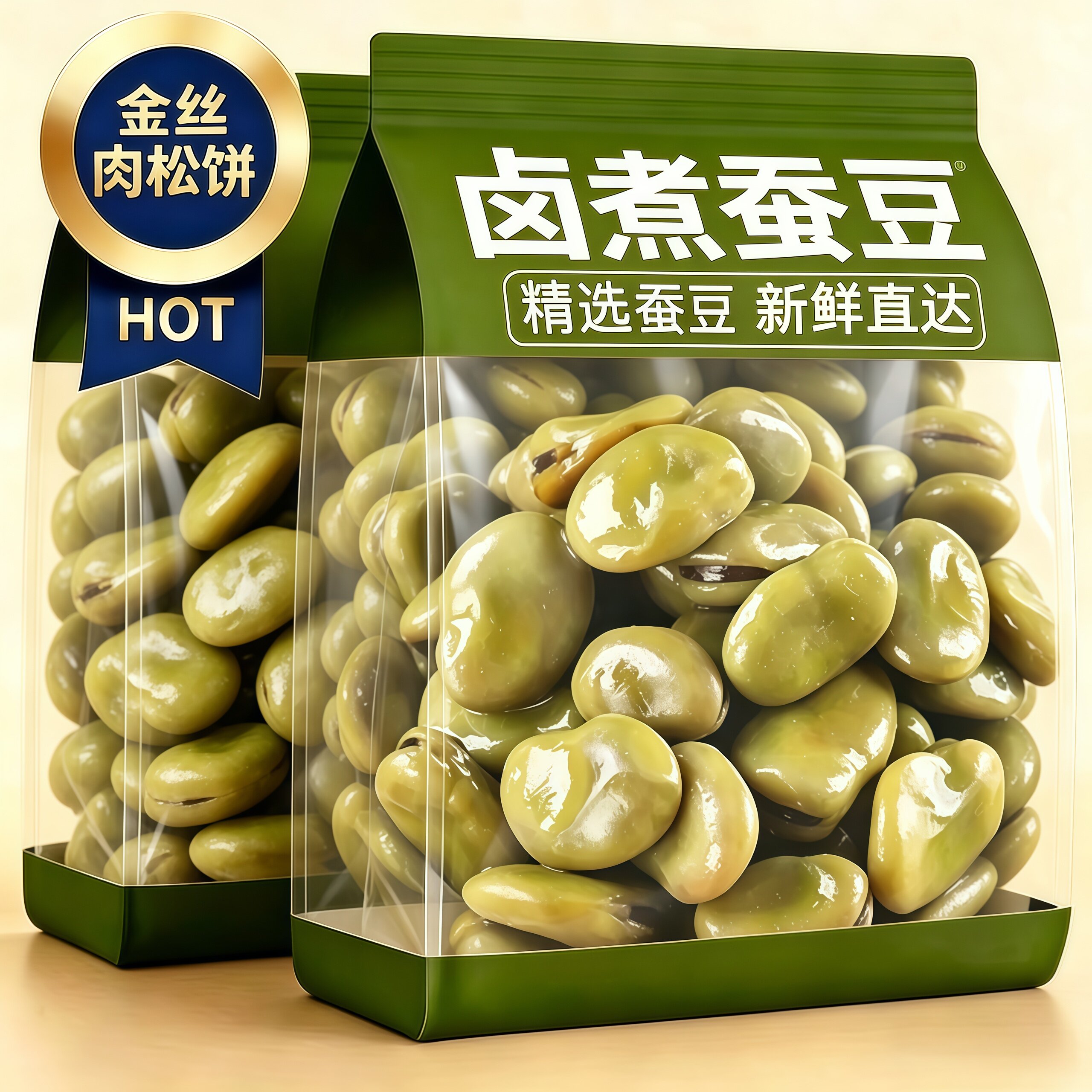 卤煮蚕豆新鲜水煮五香味卤汁蚕豆兰花豆即食休闲下酒菜夜宵小零食