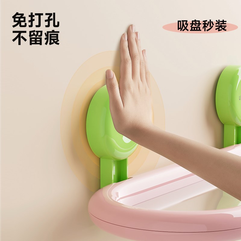 浴室吸盘式d置物架免打孔卫生间厕所收纳架洗漱台用品壁挂墙上架