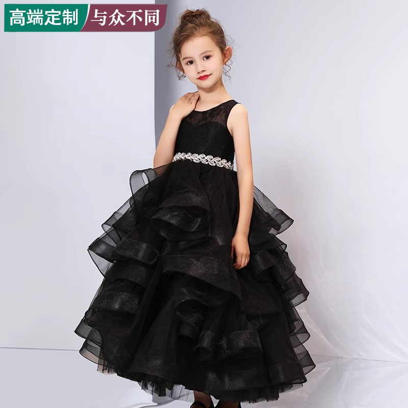 女童主持人钢琴考级表演出服小女孩儿童伴娘婚纱公主裙蓬蓬纱礼服