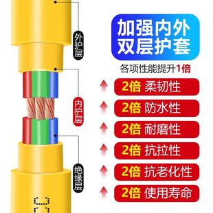 纯铜三芯电源线3芯电缆线户外电线软线家用三相插头带线2.5 4平方