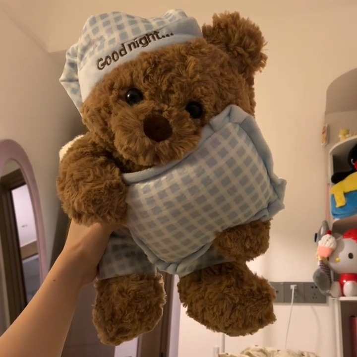 睡衣小熊战士玩偶！圣诞节可爱毛绒公仔女生闺蜜生日礼物睡觉娃娃