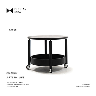 极简概念/喵星人茶几/法式复古黑色复古可移动中古小推车客厅家用