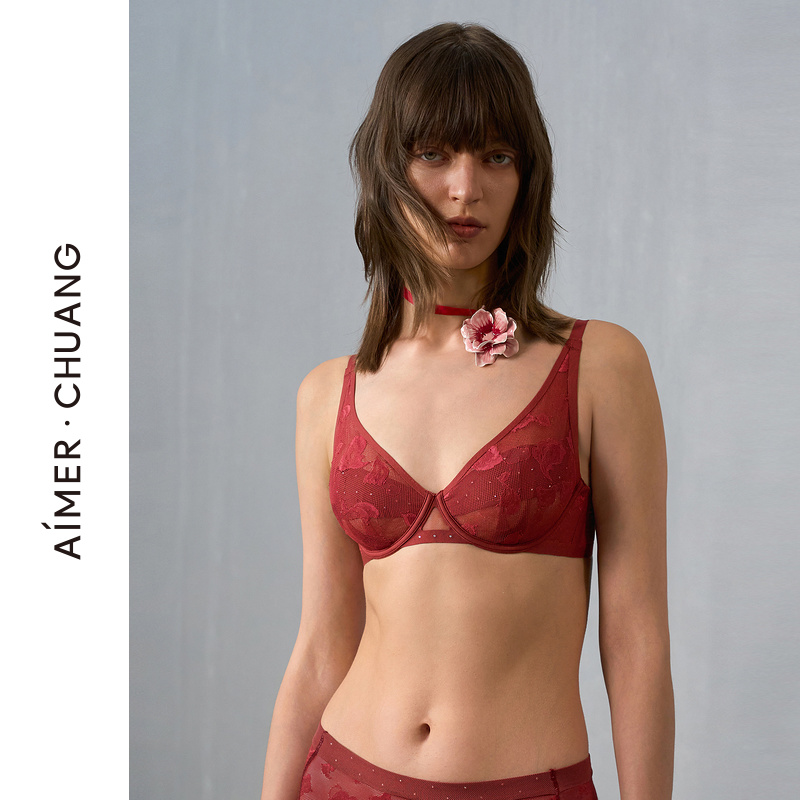 AIMER CHUANG/爱慕创玫瑰4全罩杯薄杯内衣女大胸文胸CA131401