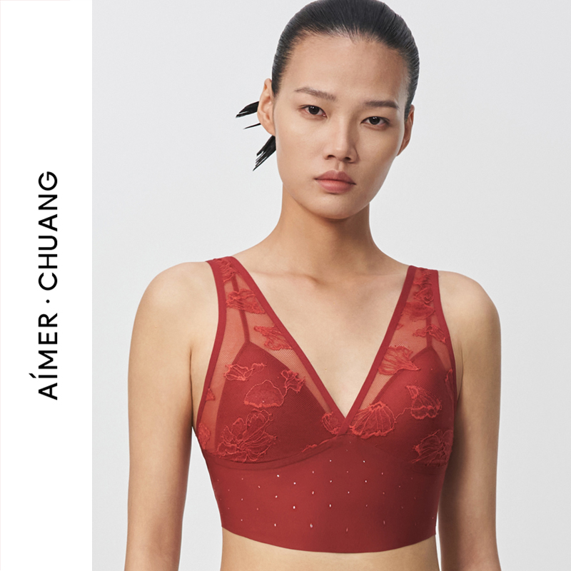 AIMER CHUANG/爱慕创玫瑰系列V领无托薄模杯背心式文胸CA170801