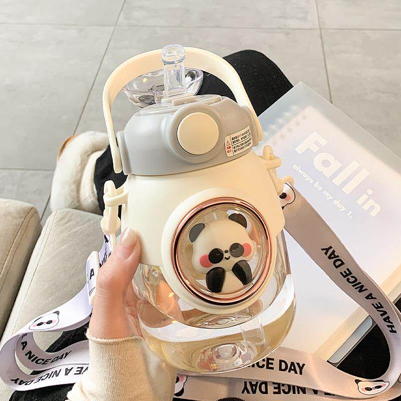 可爱水杯女生高颜值带吸管大容量夏季新款2025可携式学生塑料杯子