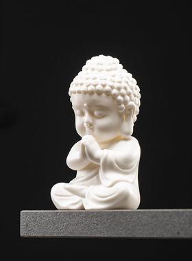 中式白瓷创意小如来佛像摆件家居客厅博古架办公室桌面禅意装饰品