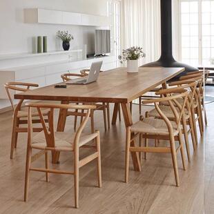 北欧实木餐桌椅组合简约家用书桌极简原木办公桌工作台会议桌长桌