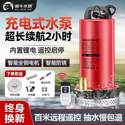 渠牛无线 线遥控充电式抽水泵电动车潜水泵浇菜大功率家用灌溉泵