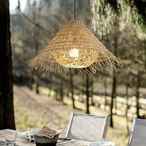 户外露营防水吊灯田园仿真藤编庭院凉亭灯室外花园农庄景区挂树灯