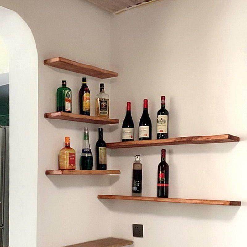 墙上置物架实木一字层架不规则自然边无痕书架鞋服展示架定制隔板