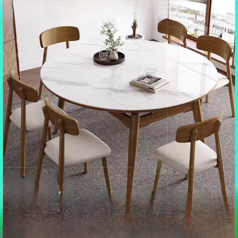 岩板餐桌椅子组合现代简约家用小户型北欧可伸缩折叠圆形实木饭桌,住宅家具,岩板餐桌,淘宝优惠券,粉丝福利购,淘宝优惠卷