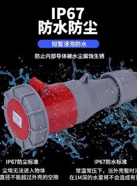 工业插头航空插座IP67防水不防爆34芯5芯大功率公母对接连接器63A